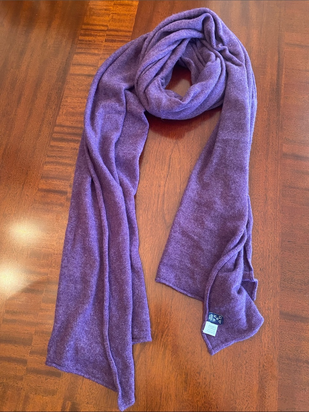 Fedeli for de Corato Purple Cashmere Knit Scarf Made in Italy